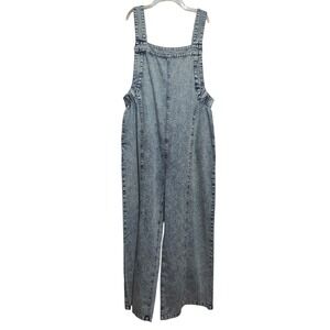 White Birch Black Label Acid Wash Denim Overalls Blue Wide Leg XL Womens